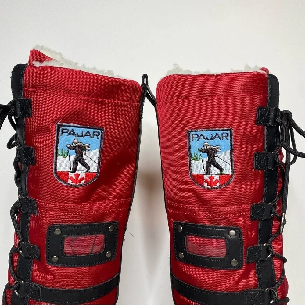 New! Pajar Grip Zip Red Lace Up Snow Boot 5 / 5.5